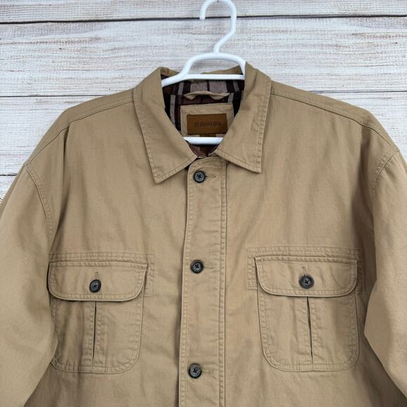 St. Johns Bay Flannel Lined Chore Jacket Men's XXL Tan Beige Outdoor Corduroy - Picture 3 of 14